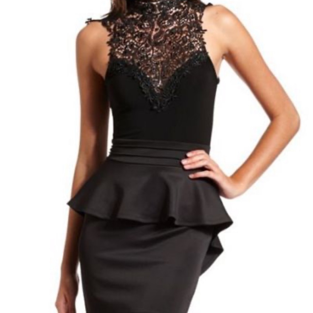 Charlotte Russe black lace peplum dress